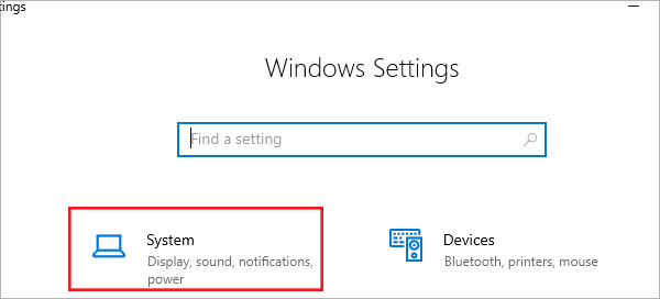 System in Windows Settings