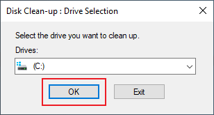select C drive to clean up