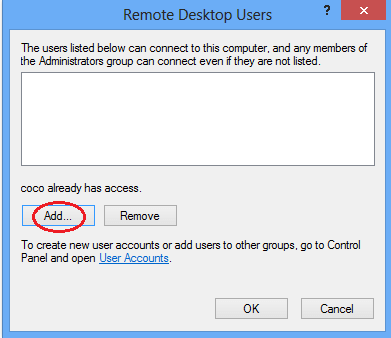 add remote desktop connect users