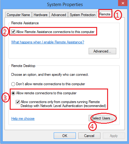 allow remote connection to windows 8 computer