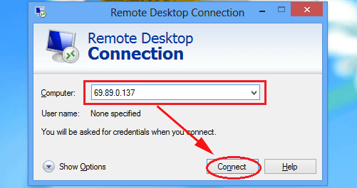 enter computer name or ip