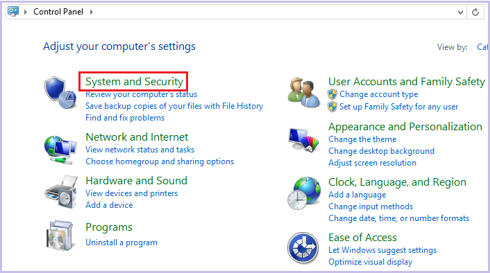 open system and security windows 8 computer