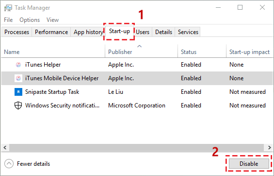 select program to disable