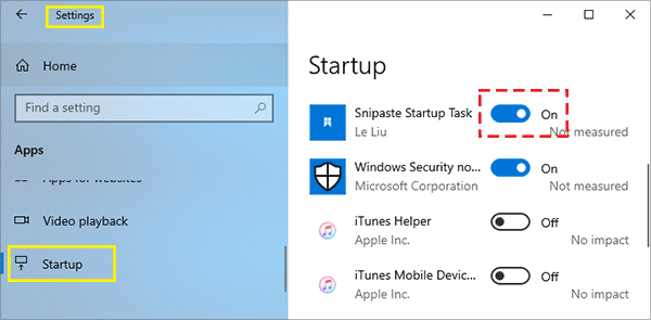 turn off startup in Windows 10