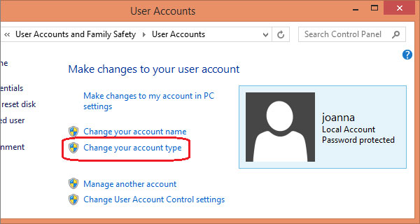 change your account type