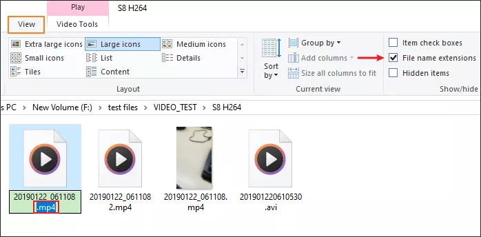 Rename the file extension