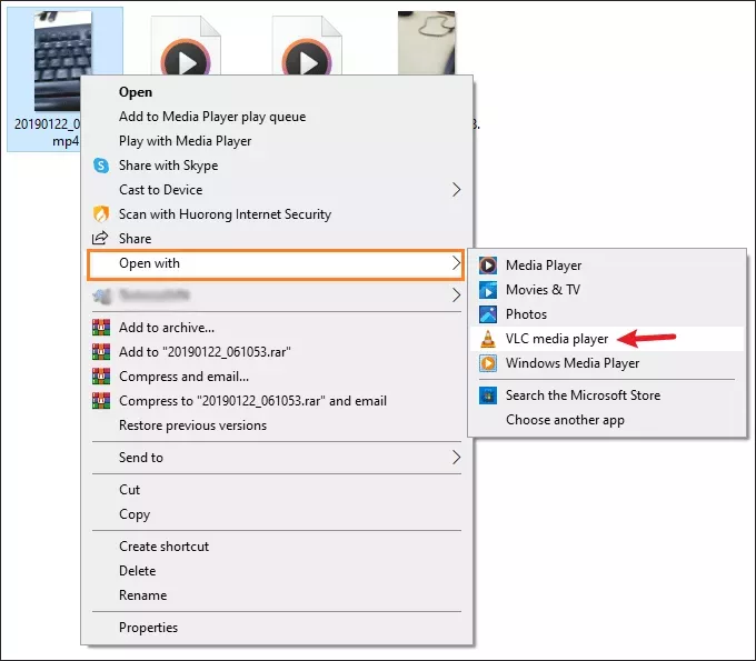 Choose Open with VLC media player