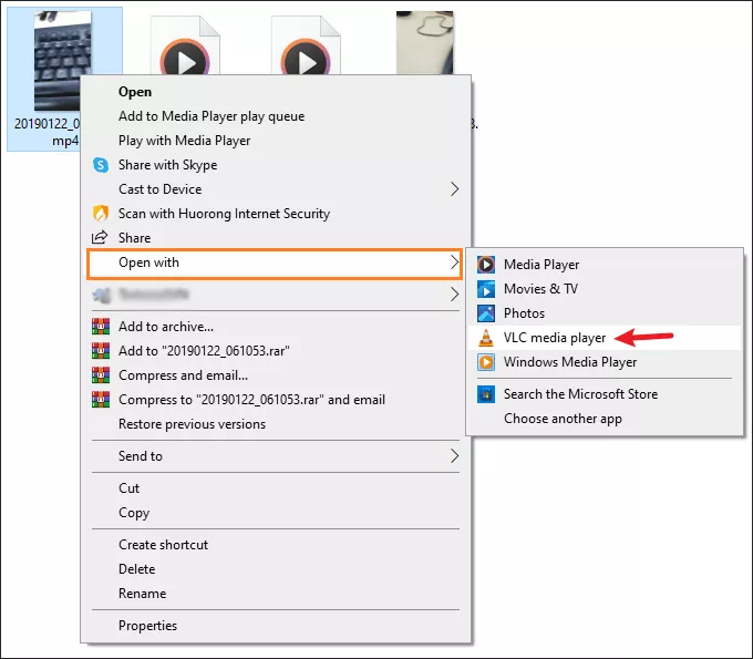 Choose Open with VLC media player