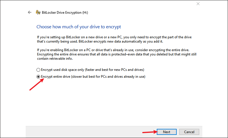 check encrypt entire drive