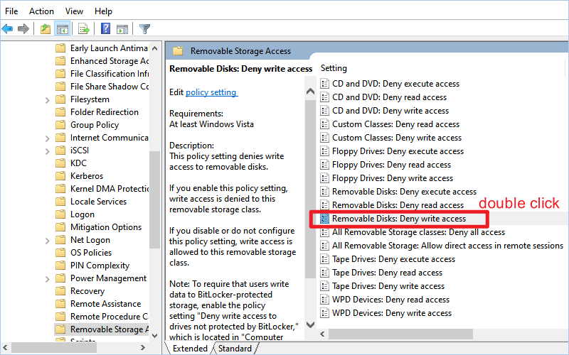 double click deny write access