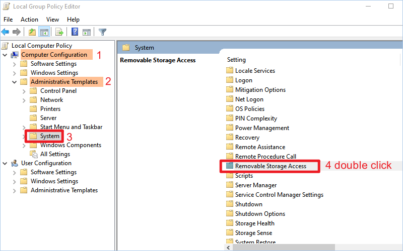 locate removable storage access