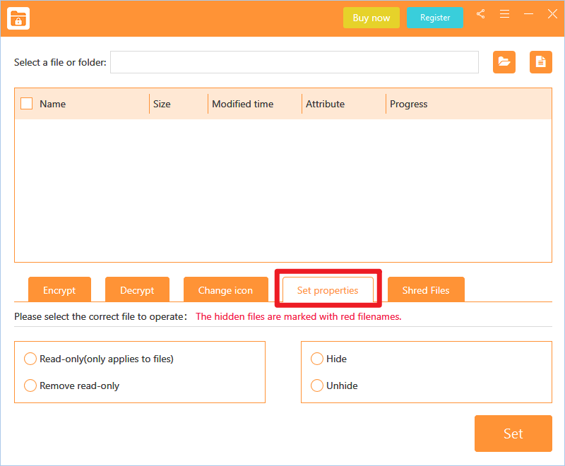 select set properties