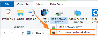 disconnect network drive in windows 10