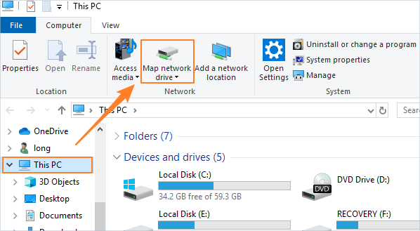 map box as network drive windows 10