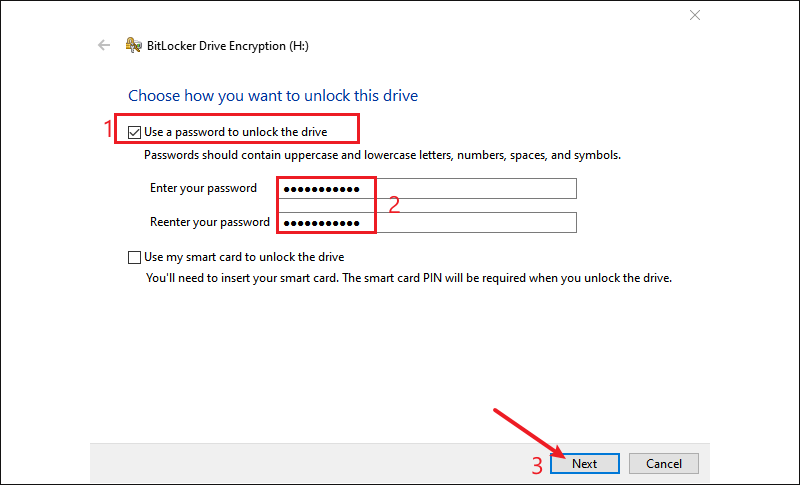 manage bitlocker password