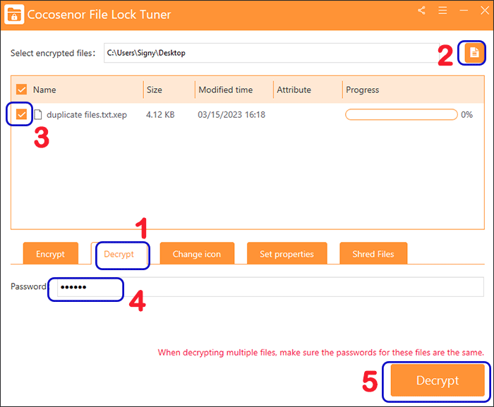 decrypt XEP file with password