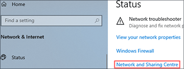 network and sharing center