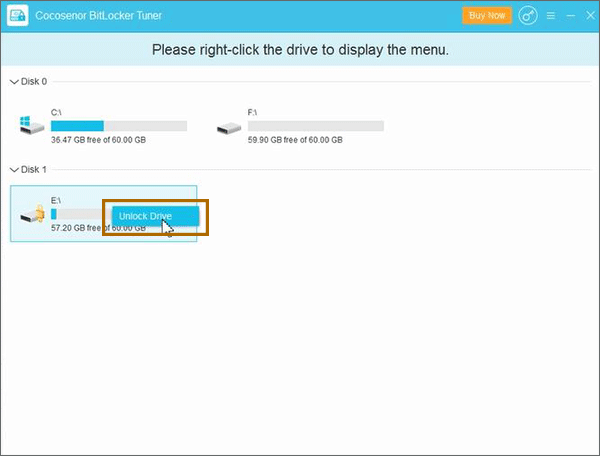 click Unlock Drive option