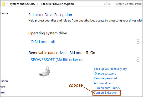 click turn off bitlocker