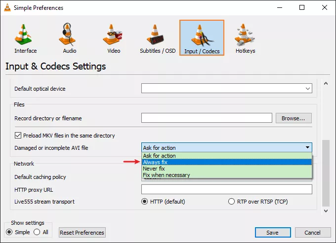 Tap on Input/Codecs