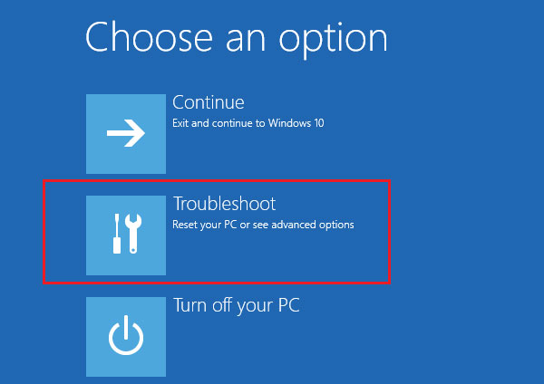 click troubleshoot