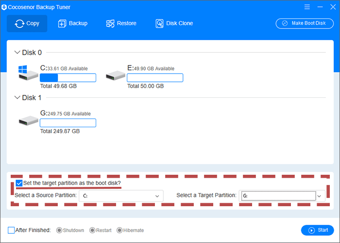 set source partition and target partition