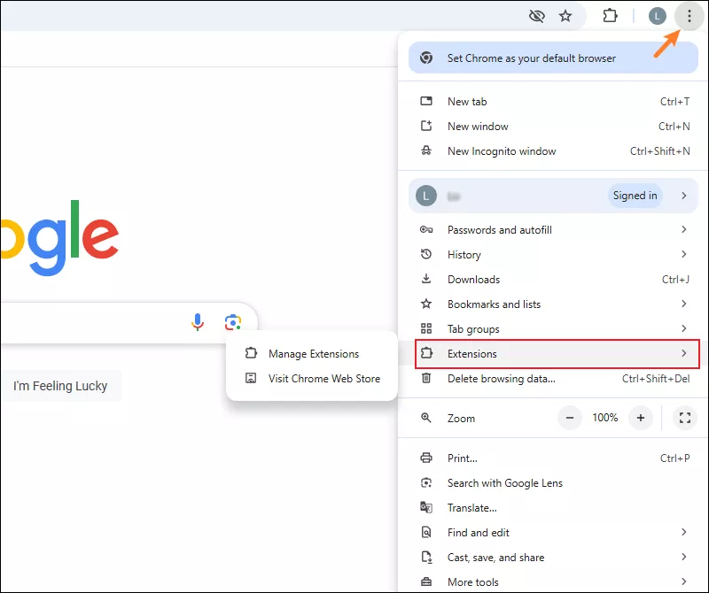 Disable Extensions