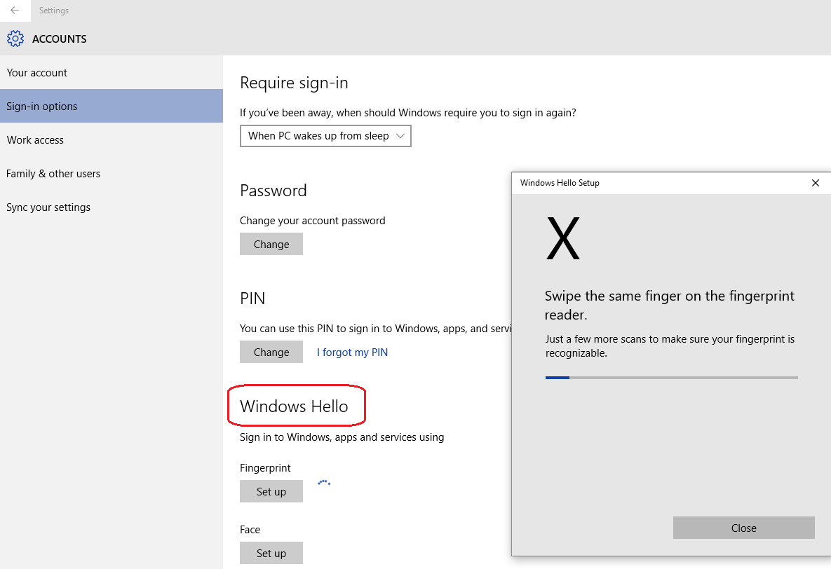 How to turn on/off Windows Hello