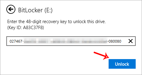 recovery key to unlock