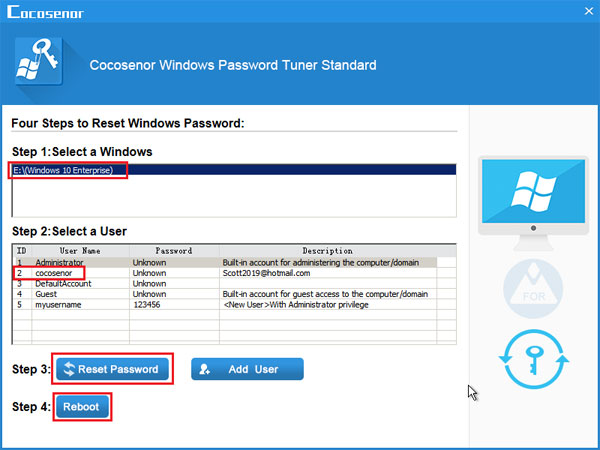 reset password