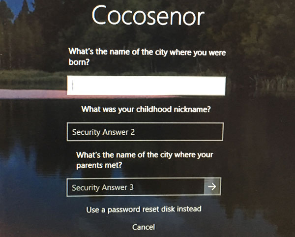 security questions and answers