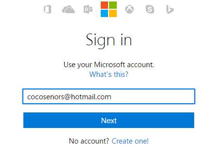 enter microsoft account