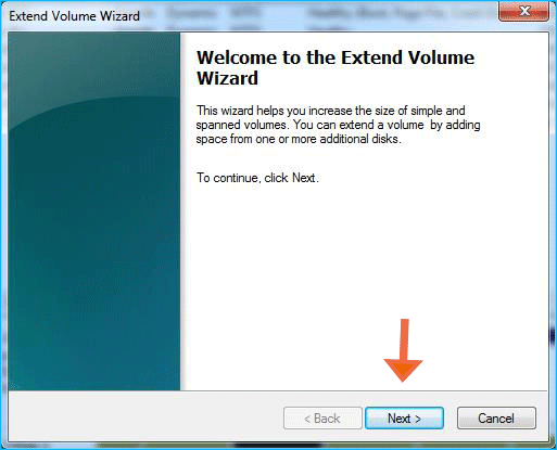  Extend Volume Wizard