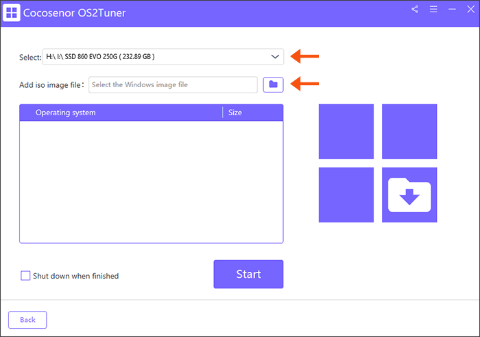 select external hard drive and click add iso iamge file icon