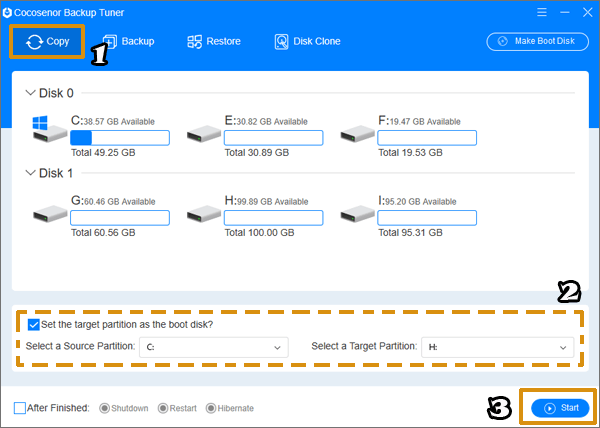 cocosenor backup tuner copy function