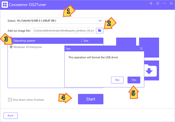 make bootable external hard drive via Cocosenor OS2Tuner