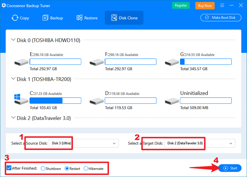 perform disk clone