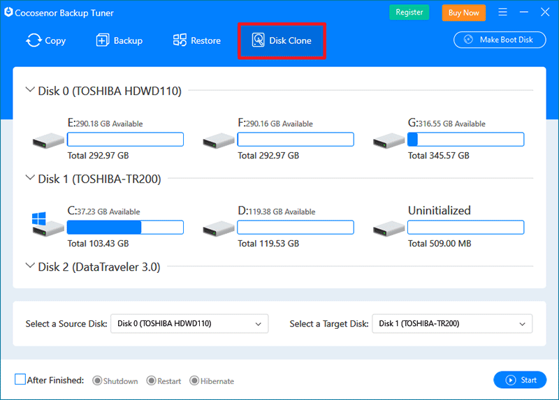 select disk clone