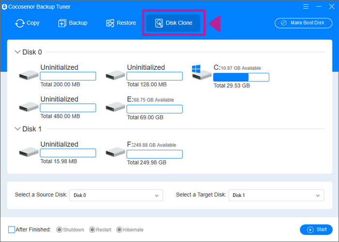 choose disk clone