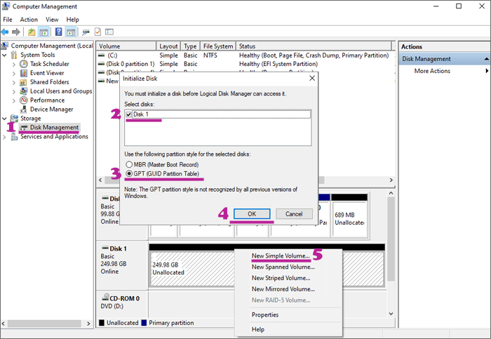 initialize the newly connected ssd