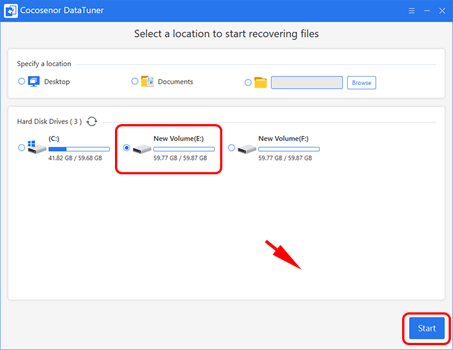 choose the formatted hard drive to scan