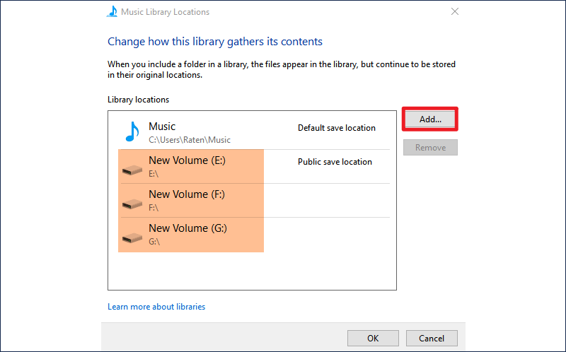 add all drive volumes 