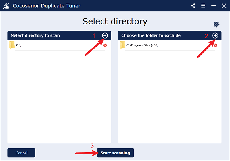 choose folders to scan