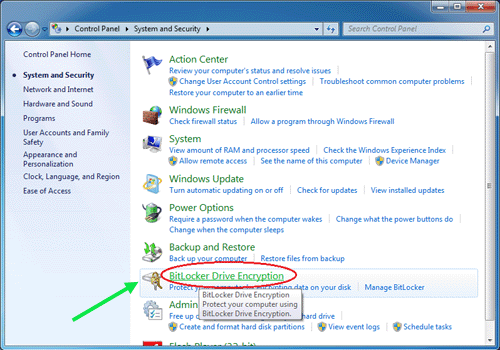 click on bitlocker drive encryption