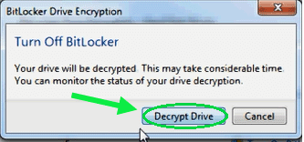 click on decrypt drive