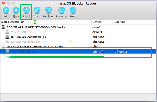 ulock drive with cocosenor BitLocker Reader