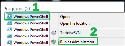 run Windows PowerShell as administrator