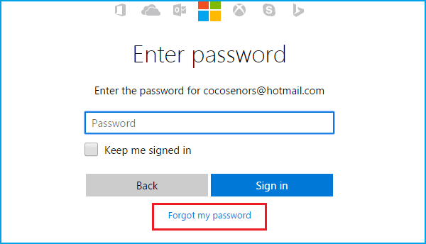 click forgot my password