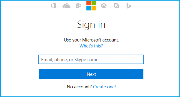 enter microsoft account