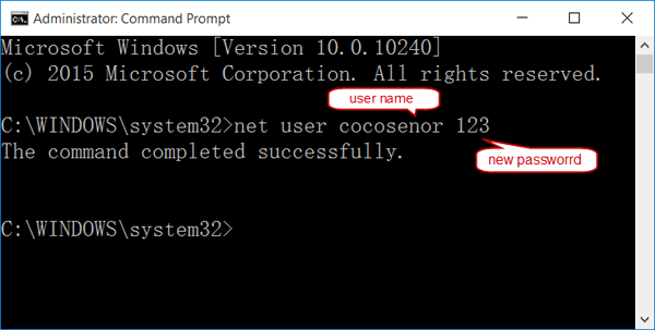 reset password with command